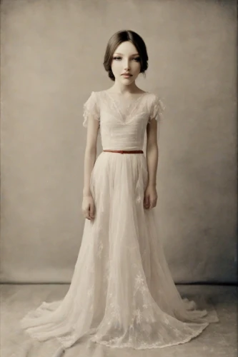 autochrome,harmlessness,girl in a long dress,dead bride,a floor-length dress,vintage angel,wedding dress,tintype,khnopff,lafourcade,tintypes,bridal dress,white lady,wedding gown,unthanks,colorization,copeland,the bride,pale,bridal gown,Photography,Analog