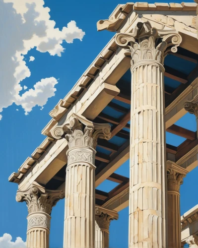doric columns,columns,roman columns,erechtheion,greek temple,pillars,pillar capitals,erechtheus,three pillars,colonnades,colonnaded,acropolis,peristyle,parthenon,columned,temple of hercules,doric,the parthenon,house with caryatids,laodicea,Illustration,Retro,Retro 15