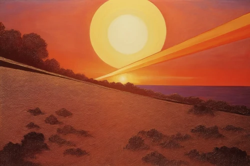 uluru,3-fold sun,magritte,matruschka,sun,sunchaser,rising sun,red sun,reverse sun,solar eruption,extrasolar,sunstorm,setting sun,eckankar,bright sun,sun wing,sunburst background,ruscha,volcanic landscape,sunquest,Illustration,Realistic Fantasy,Realistic Fantasy 21