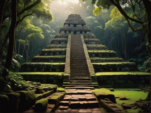 tikal,yavin,palenque,step pyramid,calakmul,amazonica,chichen itza,pakal,azteca,escalera,aztecas,gopura,ziggurat,mayan,vimana,eastern pyramid,yasuni,viriya,yaxchilan,yucatan,Illustration,Black and White,Black and White 08