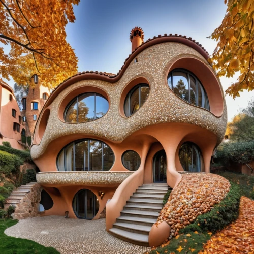 gaudi,gaudi park,crooked house,pedrera,guastavino,helix,cubic house,karchner,guggenheim museum,rotunno,french building,roof domes,park güell,goetheanum,casa fuster hotel,lello,contorno,biomorphic,rubenesque,dreamhouse,Photography,General,Realistic