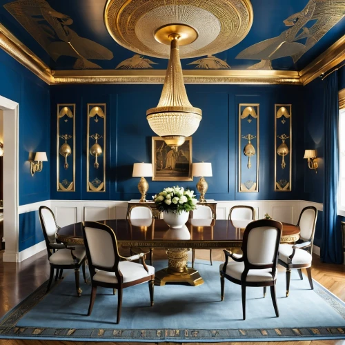 blue room,breakfast room,ritzau,dining room,opulently,baccarat,interior decor,opulent,ornate room,danish room,interior decoration,dining room table,fromental,royal blue,poshest,lanesborough,claridge,great room,opulence,mahdavi,Photography,General,Realistic