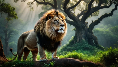 forest king lion,king of the jungle,african lion,male lion,panthera leo,lion,aslan,fantasy animal,female lion,lion - feline,male lions,mandylion,mufasa,iraklion,lion father,lionheart,lionni,kion,lionizing,goldlion,Photography,General,Fantasy