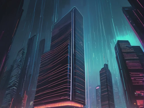 cybercity,futuristic landscape,cityscape,skyscraper,cyberpunk,cybertown,cyberport,futuristic,metropolis,skyscrapers,polara,makati,guangzhou,the skyscraper,cyberia,cyberworld,dystopian,synth,cyberscene,skylstad,Illustration,Japanese style,Japanese Style 08