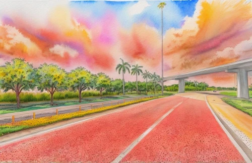 superhighways,bicycle path,tollbooths,tollways,bike path,roadway,sunpass,city highway,overpasses,overpassed,skyway,watercolor palm trees,tollway,bikeways,expressway,highways,bikeway,underpass,racing road,metromover,Landscape,Landscape design,Landscape Plan,Watercolor
