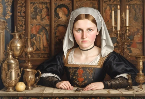 nelisse,clergywoman,perugini,portrait of a girl,netherlandish,tudor,scholastica,canoness,lucquin,gothic portrait,portrait of christi,woman praying,noblewomen,millais,praying woman,maidservant,noblewoman,portrait of a woman,woman sitting,girl with cloth,Digital Art,Classicism