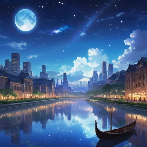 moonlit night,dream world,night scene,moon and star background,fantasy picture,dreamscapes,landscape background,windows wallpaper,romantic night,fantasy city,dreamland,fantasy landscape,moonlit,starry sky,night sky,french digital background,dreamscape,the night sky,nocturne,fantasy world,Photography,General,Realistic