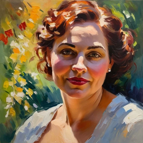 woman portrait,maureen o'hara - female,artist portrait,ingrid bergman,domergue,portrait of a woman,romantic portrait,goncharova,trifonova,vintage female portrait,sergeyeva,portrait,face portrait,oil painting,portrait of a girl,myrna,pamfilova,zagorska,nijinska,ostrovskaya,Conceptual Art,Oil color,Oil Color 22