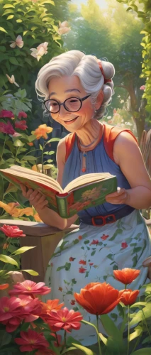 flower painting,picking flowers,girl picking flowers,janna,librarian,nonna,arrietty,fisherwoman,sci fiction illustration,garden maintenance,grannies,gardenia,grandmother,reading glasses,frame flora,girl studying,blonde woman reading a newspaper,grandma,sebelia,water lily,Conceptual Art,Fantasy,Fantasy 03