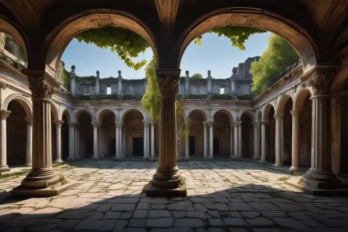 cloister,courtyard,archways,colonnades,courtyards,cloisters,inside courtyard,cloistered,labyrinthian,palaces,arcaded,colonnade,theed,hall of the fallen,venanzio,pillars,cartoon video game background,columns,kotor,ruins,Photography,Artistic Photography,Artistic Photography 06