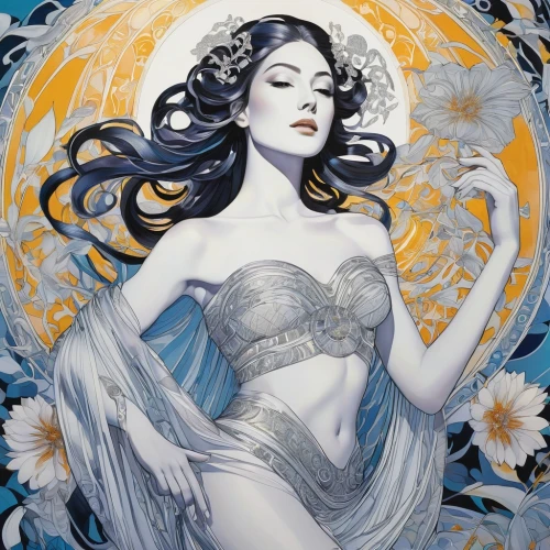 viveros,diwata,amphitrite,baoshun,the snow queen,mucha,white rose snow queen,persephone,promethea,diana,aphrodite,moonflower,sirene,blanca,oshun,ophelia,sigyn,kommuna,white lady,jasmine blue,Illustration,Abstract Fantasy,Abstract Fantasy 08