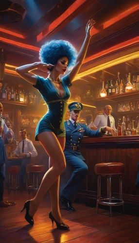 blues and jazz singer,milonga,donsky,burlesques,bailar,barmaids,dancing couple,dancefloor,argentinian tango,waitress,piano bar,tango argentino,speakeasy,bartender,rumba,barmaid,nighthawks,pasodoble,dancing,maraschino,Conceptual Art,Fantasy,Fantasy 04