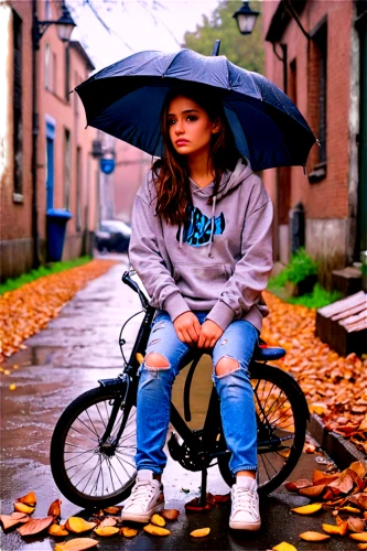 little girl with umbrella,girl with a wheel,velib,bicycle,woman bicycle,in the rain,scootering,autumn photo session,trikke,cycling,emelie,bike kids,bicyclette,walking in the rain,bicycling,bicycle ride,bike rider,stabilisers,stroller,rainwear,Conceptual Art,Fantasy,Fantasy 27