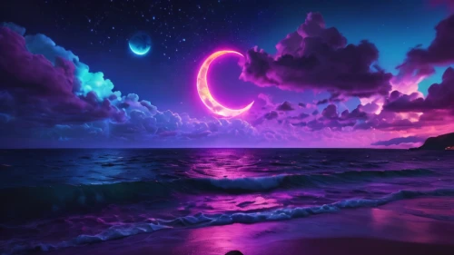 crescent moon,wavelength,purple wallpaper,purple and pink,moon and star background,unicorn background,ultraviolet,purple landscape,velir,purple,neon candies,ocean background,sailing blue purple,infinity,ocean,purpureum,purple moon,purple gradient,fantasy picture,galaxy,Photography,General,Commercial