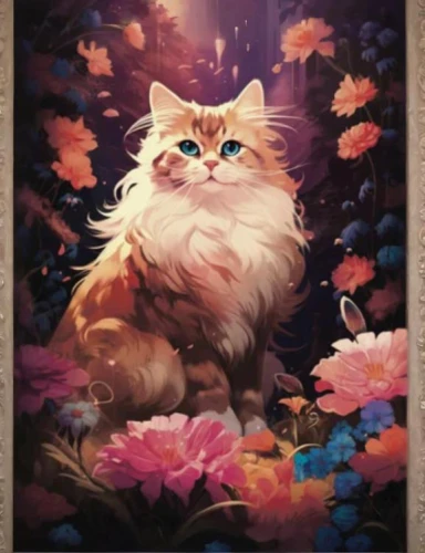 himalayan persian,flower cat,korin,maincoon,cat portrait,birman,felino,vintage cat,fantasy animal,tea party cat,cat frame,cathala,catterson,cat pageant,beautiful wallpaper,siberian cat,katzen,fantasy portrait,blossom kitten,gato