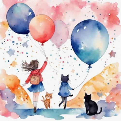 star balloons,colorful balloons,watercolor cat,little girl with balloons,cat pageant,balloon,balloons,blue balloons,watercolor background,watercolor baby items,balloon trip,red balloon,rain cats and dogs,watercolors,birthday banner background,balloons flying,animal balloons,red balloons,cat's cafe,pink balloons,Illustration,Paper based,Paper Based 25