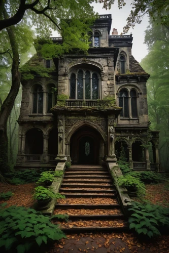 ghost castle,house in the forest,the haunted house,creepy house,witch's house,haunted castle,haunted house,witch house,forest house,abandoned house,greystone,yaddo,kykuit,haunted cathedral,briarcliff,haddonfield,fairytale castle,abandoned place,brownstone,fairy tale castle,Art,Classical Oil Painting,Classical Oil Painting 08