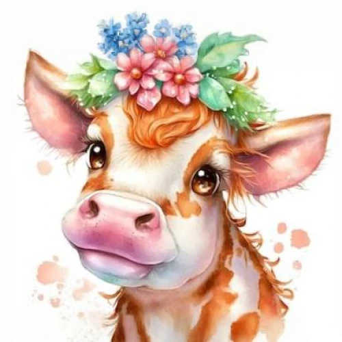 flower animal,vache,cow icon,cow,vaca,mother cow,mooing,cowpunk,moo,heiferman,dairy cow,cowpox,vacas,farm animal,flower crown,ox,bovine,calf,cowman,red holstein