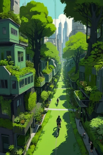 ecotopia,tokyo city,verdant,microdistrict,cartoon forest,uzak,urbanworld,cybertown,scampia,autopia,fantasy city,enviro,futuristic landscape,green garden,green valley,biopolis,neighborhood,cartoon video game background,kanto,postapocalyptic,Illustration,Black and White,Black and White 02