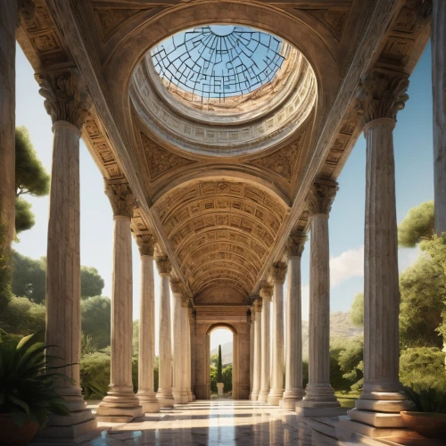 cochere,zappeion,archly,colonnades,marble palace,neoclassical,glyptotek,peristyle,colonnade,palladian,orangerie,neoclassicism,glyptothek,pillars,sapienza,bahai,janiculum,greek temple,palladianism,borromini,Illustration,Realistic Fantasy,Realistic Fantasy 44