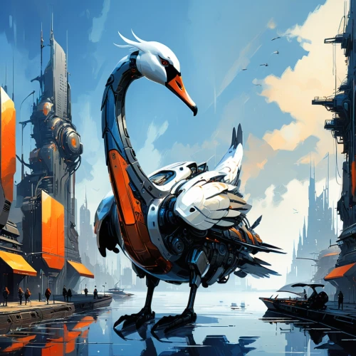 dalmatian pelican,storks,cranes,stork,crane,bird kingdom,egretta,white storks,teba,kormoran,water bird,harbor cranes,swan,nile goose,cygnes,blue crane,orange gull,constellation swan,pelican,swan lake,Conceptual Art,Sci-Fi,Sci-Fi 01