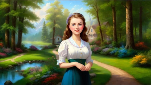 girl in the garden,dirndl,landscape background,portrait background,principessa,world digital painting,avonlea,girl with tree,fraulein,girl on the river,dorthy,belle,girl in a long dress,young girl,photo painting,anarkali,girl picking flowers,young lady,victorian lady,vasilisa