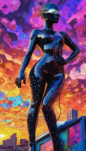 neon body painting,afrofuturism,cyberpunk,tekmeh,andromeda,emshwiller,futurians,polara,dichroic,futuristic,venus,cyberia,dystopias,bodypaint,dystopia,freaknik,digiart,computer art,dusk,atop,Conceptual Art,Oil color,Oil Color 21