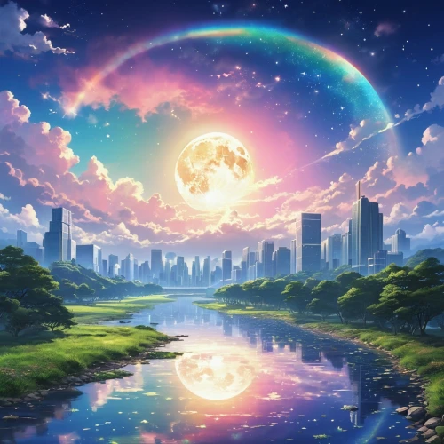 planetaria,dream world,landscape background,moon and star background,tanabata,earthlike,earth,fantasy landscape,dreamscape,world end,other world,fantasy world,dusk background,little world,nature background,futuristic landscape,unicorn background,the earth,world digital painting,fairy world,Photography,General,Realistic