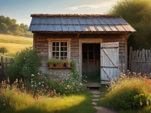 garden shed,country cottage,summer cottage,wooden hut,small cabin,shed,cottage garden,farm hut,outbuilding,small house,little house,miniature house,home landscape,wooden house,sheds,summerhouse,cottage,farmstand,country house,rustic,Conceptual Art,Fantasy,Fantasy 10