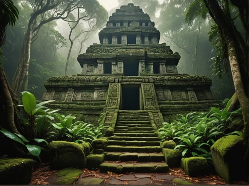 tikal,yavin,stone pagoda,temple,vimana,indian temple,cambodia,temples,angkor,korowai,mausoleum ruins,gopura,thai temple,poseidons temple,ancient house,sanctum,tempel,matityahu,ubud,beomeosa temple,Conceptual Art,Fantasy,Fantasy 13