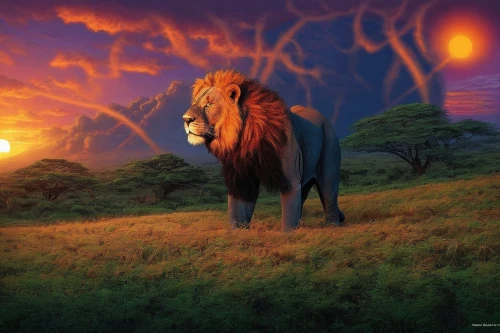 african lion,kion,forest king lion,aslan,lion king,the lion king,panthera leo,savane,king of the jungle,mufasa,serengeti,disneynature,equine,male lion,lion,tsavo,zambezian,leonine,male lions,fantasy picture,Illustration,Realistic Fantasy,Realistic Fantasy 25