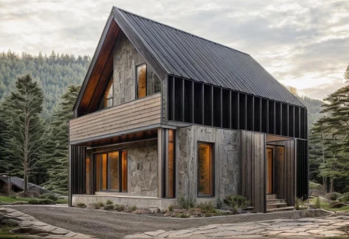 timber house,the cabin in the mountains,inverted cottage,log cabin,log home,wooden house,slate roof,house in the mountains,methow,small cabin,forest house,mountain hut,bohlin,metal roof,house in mountains,passivhaus,snohetta,electrohome,cubic house,frame house,Architecture,General,Modern,Elemental Architecture