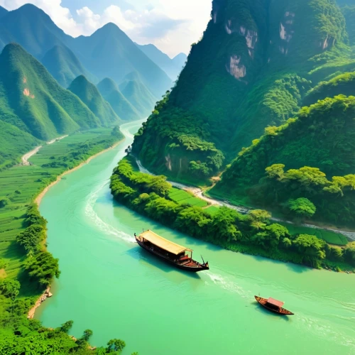 yangtze,river landscape,vietnam,shaoming,boat landscape,guilin,tamenglong,halong,yangshao,haicang,viet nam,southeast asia,mountainous landscape,guizhou,halong bay,ha giang,landscape background,tailandia,pearl river,mekong river,Unique,Design,Sticker