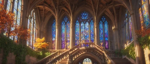 cathedral,ulm minster,haunted cathedral,gothic church,hall of the fallen,nidaros cathedral,stained glass windows,sanctuary,cathedrals,stained glass,the cathedral,sagrada,notredame,autumn light,rivendell,medieval,castlevania,light of autumn,labyrinthian,sanctum,Illustration,Japanese style,Japanese Style 03