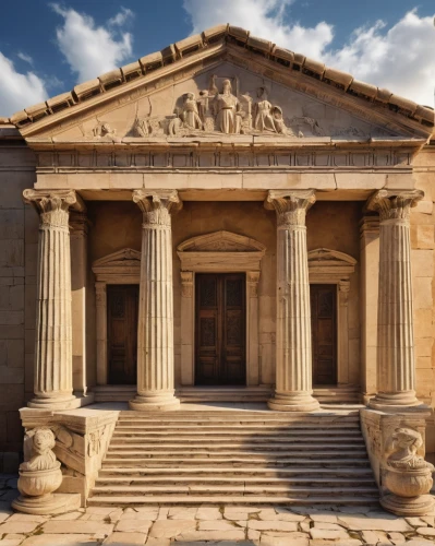 greek temple,erechtheion,glyptothek,ashmolean,house with caryatids,zappeion,peristyle,doric columns,celsus library,pediment,capitolium,the parthenon,classical antiquity,parthenos,neoclassical,roman temple,treasury,temple of diana,serapeum,palace of knossos,Illustration,Realistic Fantasy,Realistic Fantasy 22