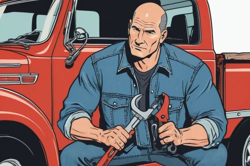 car mechanic,muscle car cartoon,mechanic,repairman,toretto,monkey wrench,sparkplugs,car repair,zsasz,hannegan,auto repair,truckdriver,phillips screwdriver,adjustable wrench,cabdriver,monkeywrench,wrench,screwdriver,jumper cables,engineman,Illustration,Vector,Vector 03