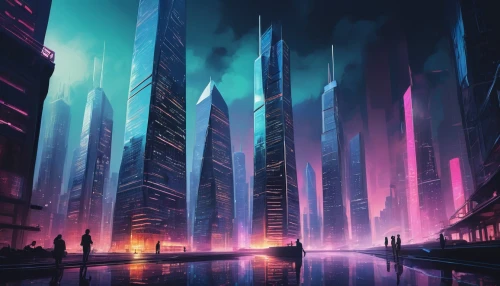 cybercity,futuristic landscape,cityscape,metropolis,fantasy city,cybertown,cyberworld,cyberport,cyberpunk,coruscant,guangzhou,urbanworld,dystopian,cyberia,monoliths,futuristic,skyscrapers,city at night,cityzen,colorful city,Conceptual Art,Oil color,Oil Color 24