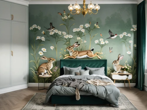 gournay,fromental,wallcoverings,nursery decoration,wallcovering,children's bedroom,danish room,bedchamber,wallpapering,decoration bird,flower wall en,wall decoration,decore,chambre,wallpapered,decoratifs,baby room,bedroom,decorously,great room,Photography,General,Realistic
