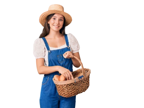 girl in overalls,pinafore,milkmaid,countrywomen,dirndl,country dress,overalls,basket weaver,wicker basket,girl with bread-and-butter,basket maker,rumspringa,shepherdess,countrywoman,woman of straw,countrygirl,mennonite,maidservant,farmer,milkmaids,Illustration,Paper based,Paper Based 04