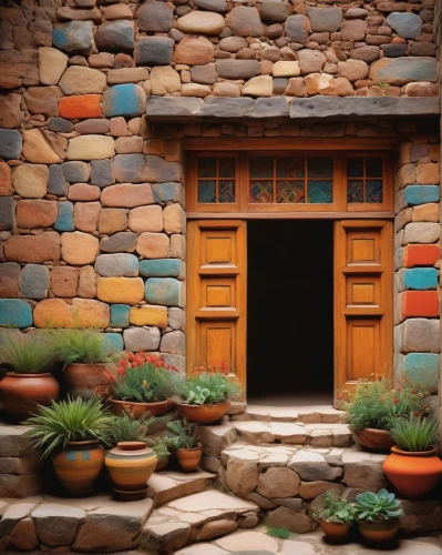 garden door,puertas,front door,doorway,traditional house,urubamba,degrazia,doorsteps,wooden door,doorways,jemez,casitas,ollantaytambo,entryway,entryways,taos,patios,xeriscaping,house entrance,navajo,Conceptual Art,Oil color,Oil Color 18