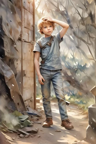 gavroche,donsky,watercolor background,world digital painting,farmboy,photo painting,farmer in the woods,heatherley,little boy,digital painting,watercolor painting,oil painting,watercolor,children's background,watercolour,kids illustration,overpainting,oil painting on canvas,gekas,children of war