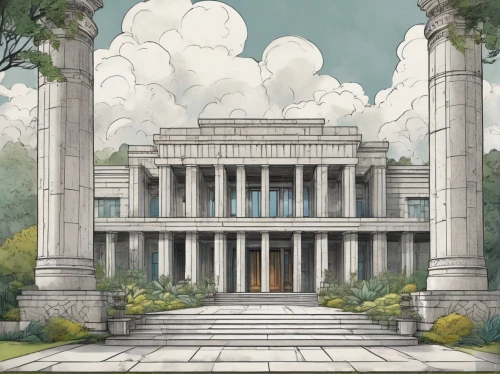 peristyle,doric columns,zappeion,marble palace,greek temple,palladian,neoclassicist,palladianism,neoclassical,istana,columns,neoclassicism,house with caryatids,mansions,artemis temple,the parthenon,bahai,temples,palace,europe palace,Illustration,Black and White,Black and White 05