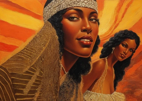 leontyne,african american woman,african woman,nubian,tretchikoff,eritrean,aretha,akhenaten,syreeta,tassili n'ajjer,potiphar,nubians,akilah,ethiopian girl,cleopatra,arabiyah,afar tribe,oil on canvas,kemet,thyatira,Illustration,Realistic Fantasy,Realistic Fantasy 21