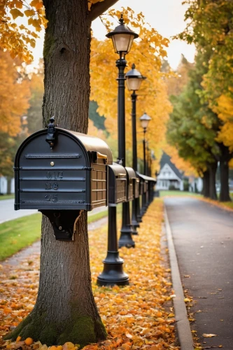 mailboxes,mail box,mailbox,letterboxes,letterbox,letter box,spam mail box,street lamps,outdoor street light,autumn park,autumn in the park,streetlamps,light posts,postbox,lampposts,birdhouses,lamp post,post box,streetlight,autumn scenery,Conceptual Art,Daily,Daily 06