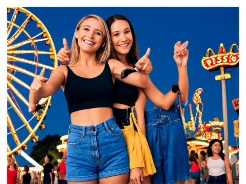 jeans background,fairgoers,rides amp attractions,two girls,attraction theme,delias,funfairs,helensvale,volksfest,fairplex,denim background,cne,funfair,carouser,photographic background,ribfest,derivable,theme park,young women,movieland,Art,Artistic Painting,Artistic Painting 05