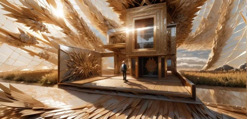 anamorphosis,marquetry,metallic door,the threshold of the house,stargates,virtual landscape,mirror house,paper art,anamorphic,webgl,imaginacion,fractals art,fractal environment,hyperreality,3d rendering,annunciation,world digital painting,kinetic art,the annunciation,background design