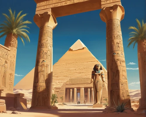 egyptian temple,pharaonic,pharaon,khafre,ancient egypt,kemet,karnak,egypt,egyptologist,wadjet,egyptology,egyptienne,pyramids,giza,abydos,luxor,egyptologists,neferhotep,egyptological,ancient civilization,Illustration,Retro,Retro 12