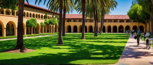 stanford,courtyard,cloisters,cloister,stanford university,courtyards,monastery garden,green lawn,quadrangle,school design,sketchup,3d rendering,inside courtyard,caravansary,patios,hacienda,caravanserai,corridors,palm pasture,arcaded,Art,Artistic Painting,Artistic Painting 40