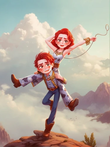 game illustration,gnome skiing,adventurers,cupids,girl and boy outdoor,flying girl,fairies aloft,sabriel,kite climbing,holton,kids illustration,kite flyer,cupido,little boy and girl,ferrata,trine,bows and arrows,triss,demelza,voladores,Photography,General,Fantasy