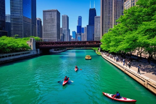 chicago,chicago skyline,kayaking,chicagoland,chicagoan,kayakers,kayaked,metra,pedal boats,kayaks,lake shore,pedalos,kayak,dearborn,illinois,streeterville,dusable,detriot,chicagoans,canoers,Illustration,Japanese style,Japanese Style 12